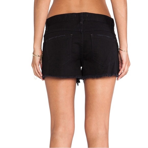 Free People Black Shark Bite Denim Cutoff Shorts Size 24 - Picture 10 of 11